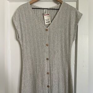 Grey Midi Dress with Front Buttons, NWT